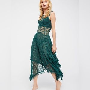 Free People Intimately French Courtship Slip Evergreen Size S